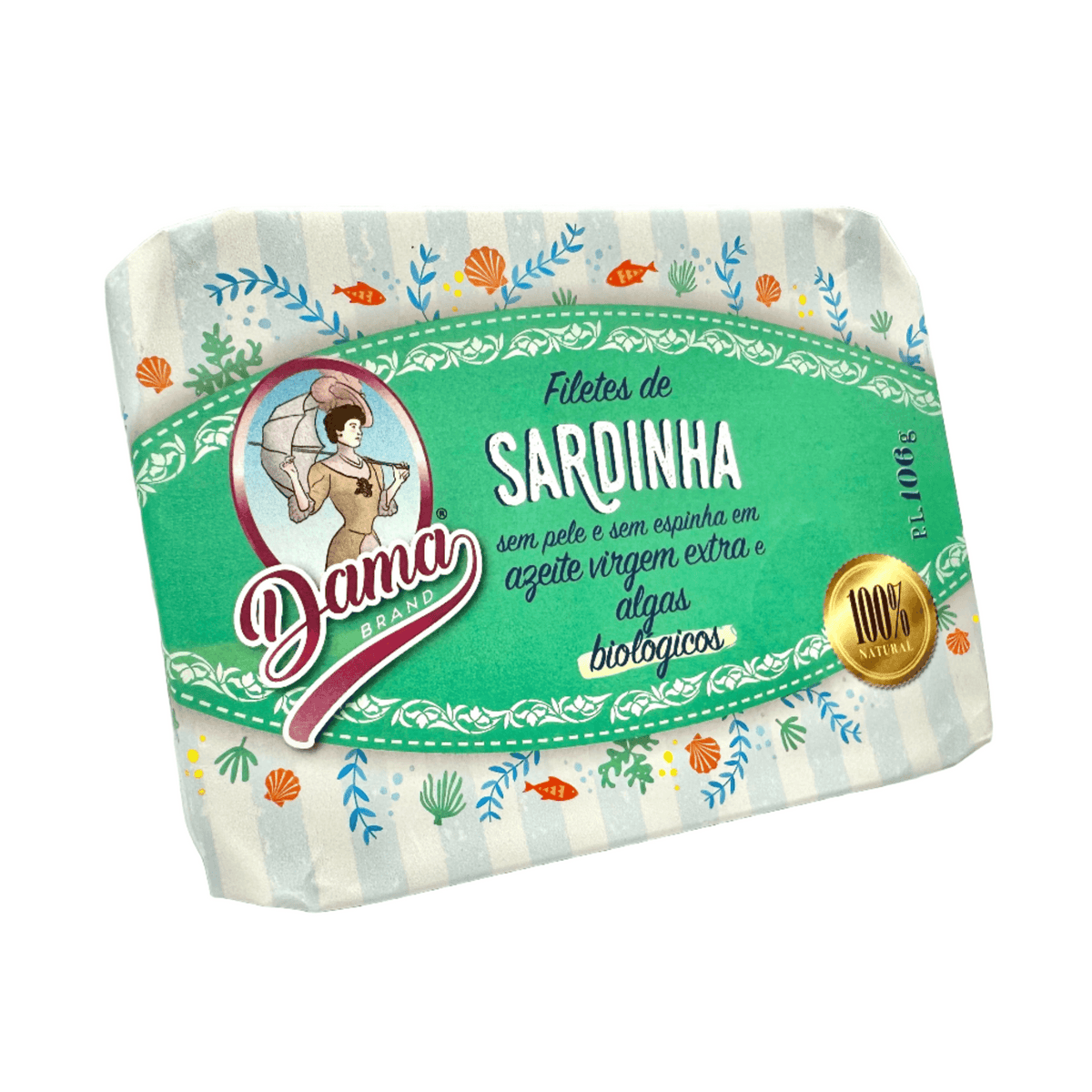 Sardinfiléer i ekologisk extra jungfruolivolja med alger, utan skinn och ben (BIO) | Dama